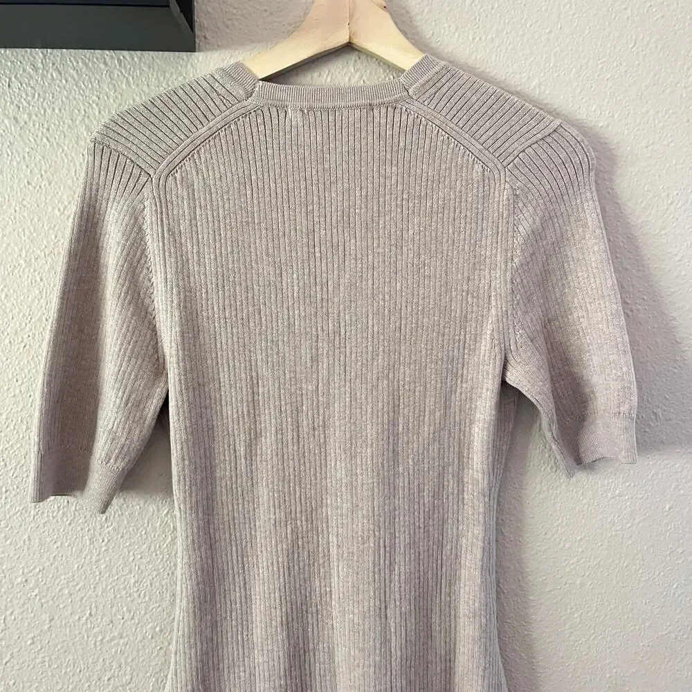 ba&sh Kao Rib A-line sweater mini dress in Beige
